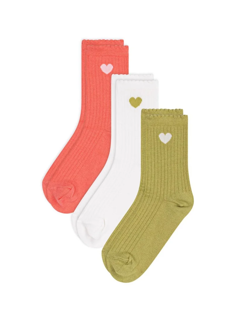 بيتي باتو Girls' jacquard heart-patterned cotton socks - 2-pack